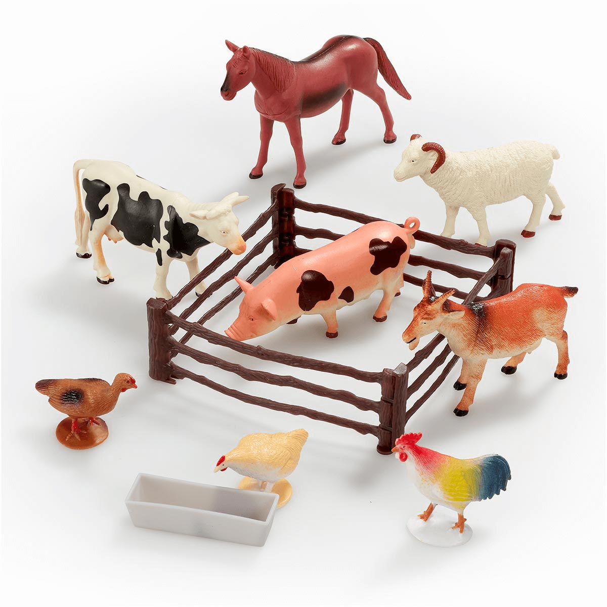 Juguetes y figuras de animales de la granja