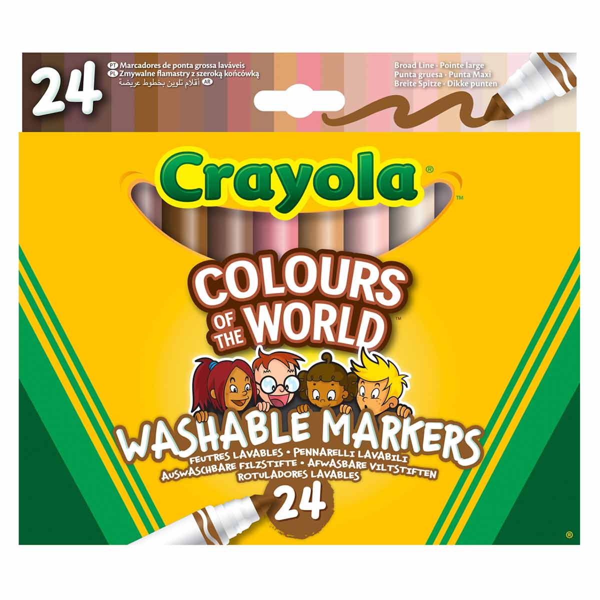 Crayola Colors Of The World - 24 Rotuladores Lavables – Poly Juguetes