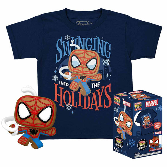 Funko Pop! Pocket Pop! Con Camiseta : Gingerbread Spiderman (Talla L/Infantil)