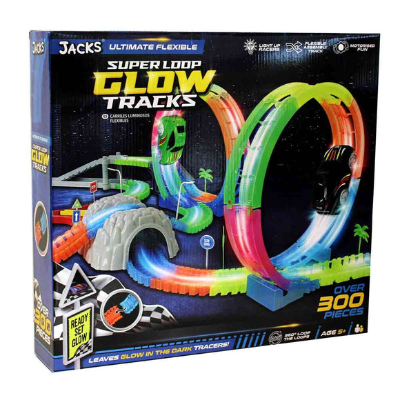 Jacks Super Loop Glow Tracks Con Coche Luminoso - 300 Piezas