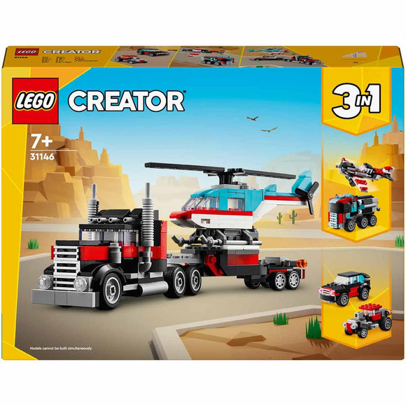 LEGO Creator 3 En 1: Camión Plataforma con Helicóptero - 31146
