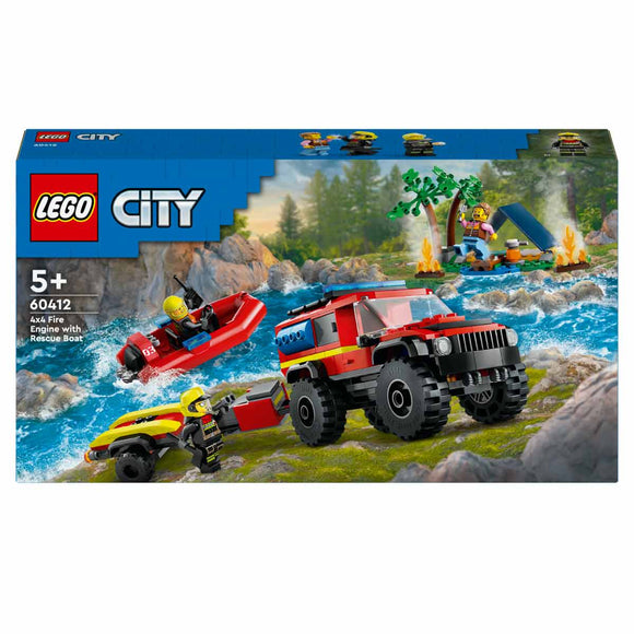 LEGO City Camión de Bomberos 4x4 con Barco de Rescate - 60412