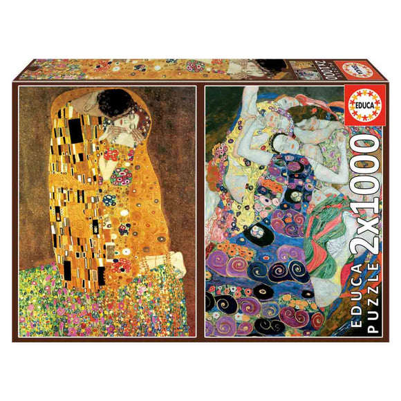 Educa Puzzle El Beso + La Virgen, Gustav Klimt 2×1000 Piezas