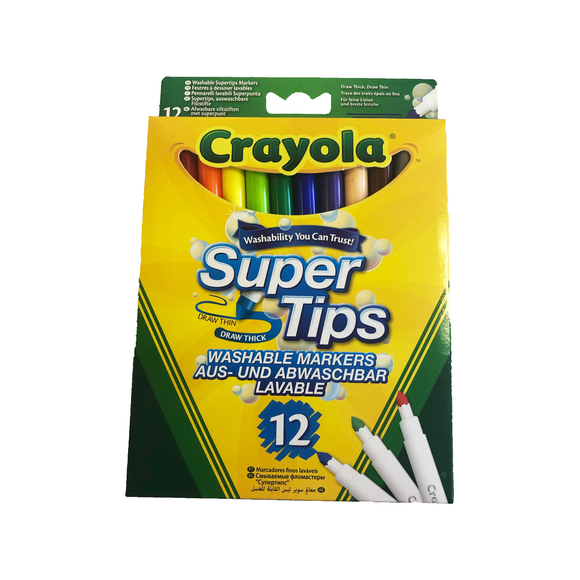 Crayola 12 Rotuladores Fino Lavables Sin Jabon