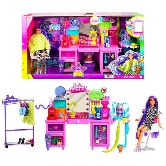 Barbie Extra Muñeca Fashion con Tocador y Cachorro