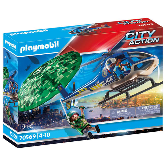 Playmobil 70569 Helicóptero de Policía Persecución en Paracaídas