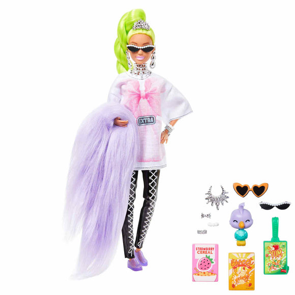 Barbie Extra con Pelo Verde Neón y Juguete para Mascotas