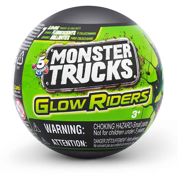 5 Surprise Monster Trucks Glow Riders Cápsula Misteriosa
