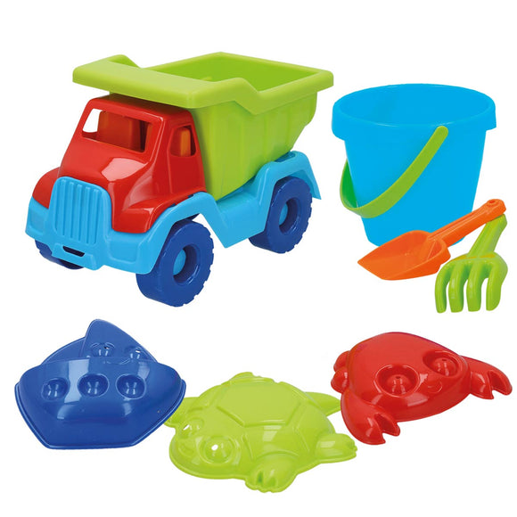 ColorBaby Set de Playa: Camión, Cubo, Pala y Rastillo y Moldes