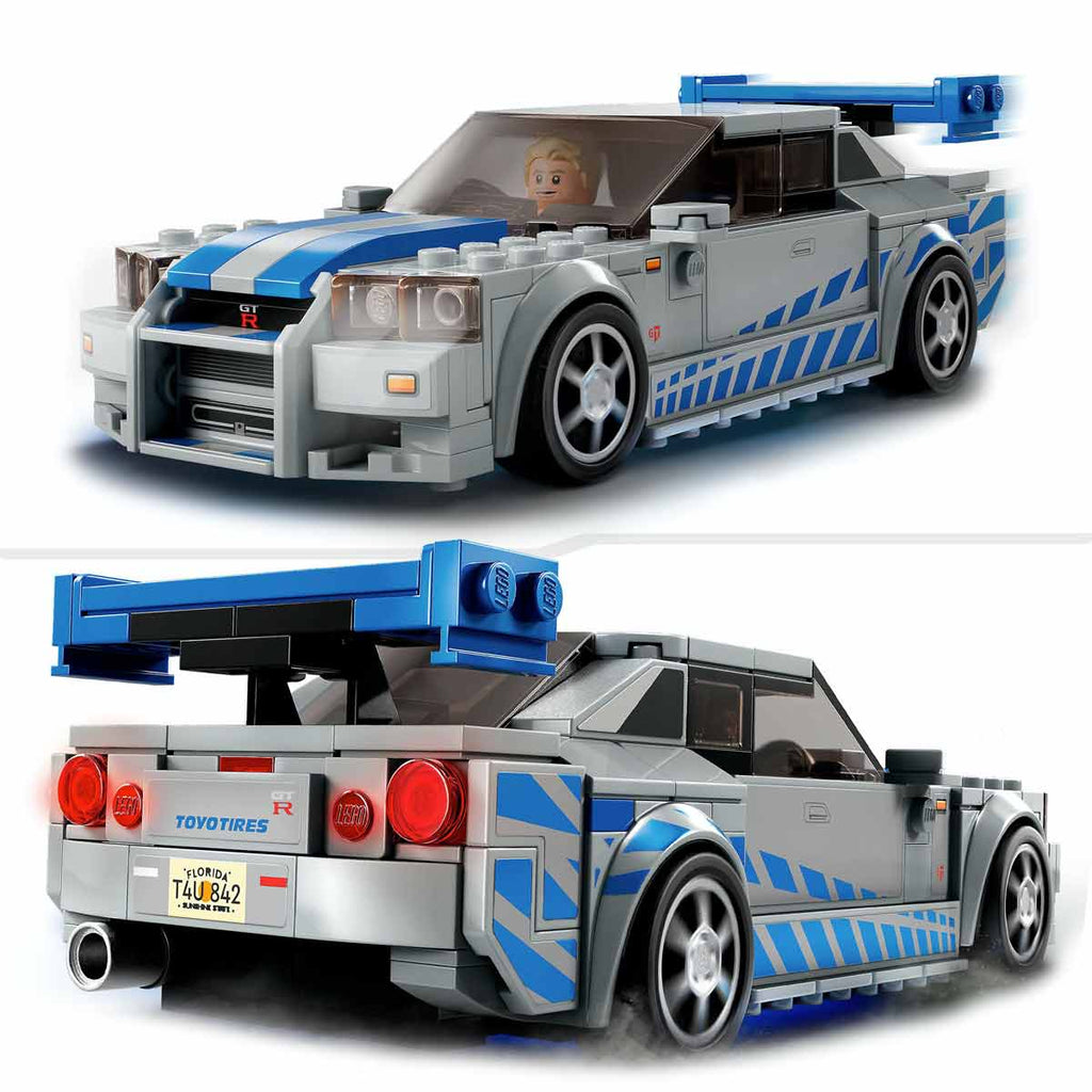 LEGO Speed Champions 2 Fast 2 Furious Nissan Skyline GT-R (R34), kit de  construcción de modelos de autos de carreras, coleccionable con minifigura